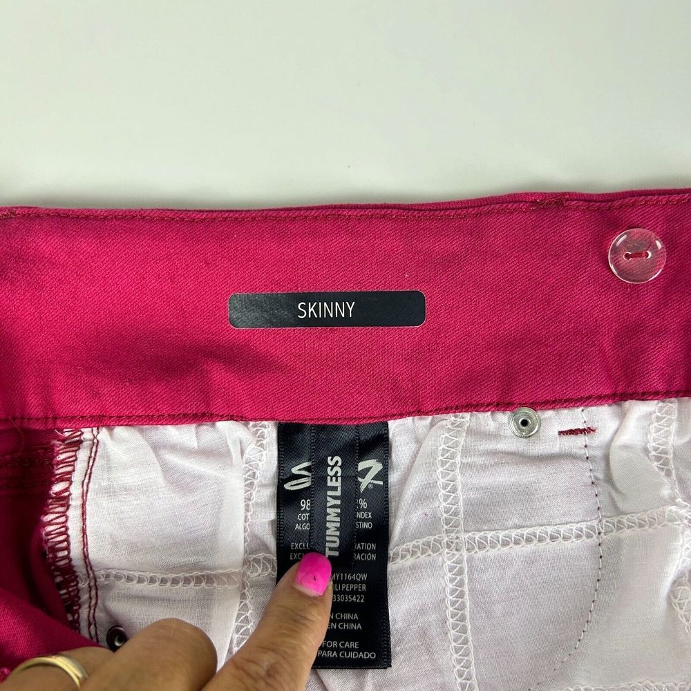 Seven7 Pink Tummyless Zip Fly High Rise‎ Skinny Casual Denim Jeans Size 16 - Picture 6 of 14